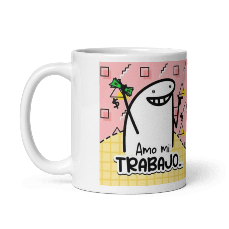 Tazon Estampado Meme Flok Amo Mi Trabajo
