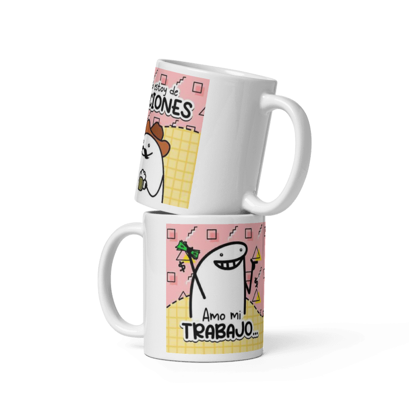 Tazon Estampado Meme Flok Amo Mi Trabajo